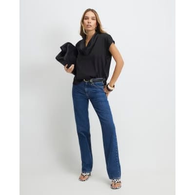 Black Cowl Neck Boxy T-shirt