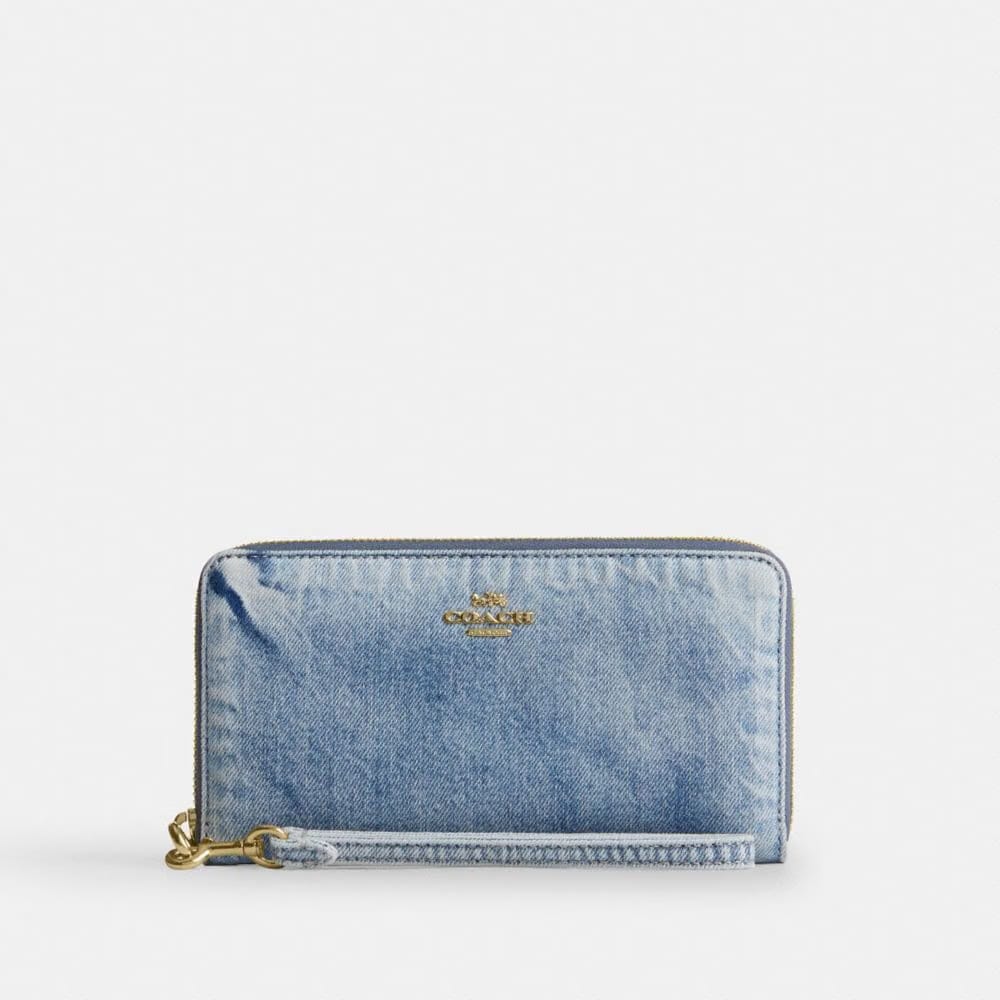 Long Zip Around Wallet In Loved Denim