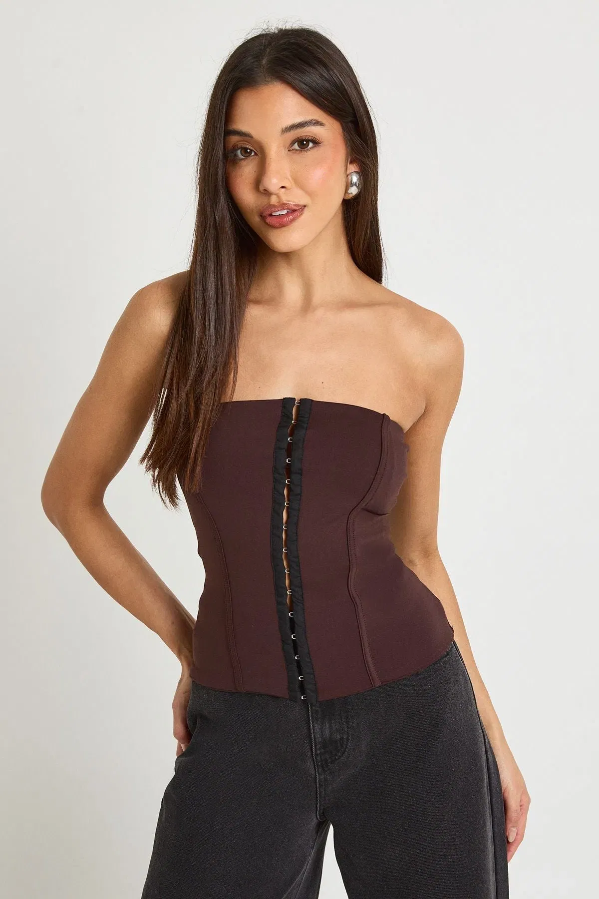 Cotton Touch Hook and Eye Bandeau Corset