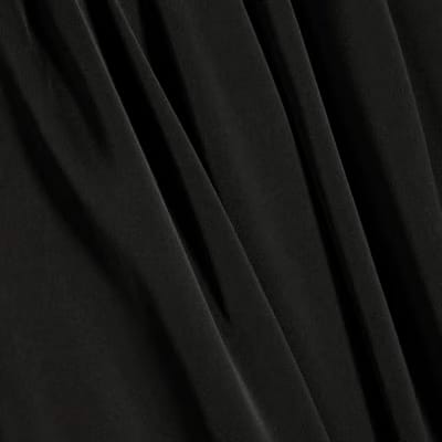Black Short Sleeve Pleated Neck Mini Dress