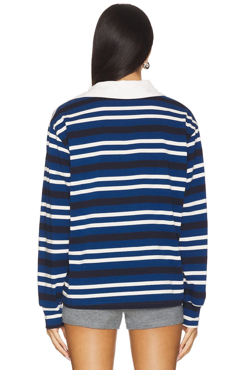 superdown Sashia Polo Top in Blue Stripe