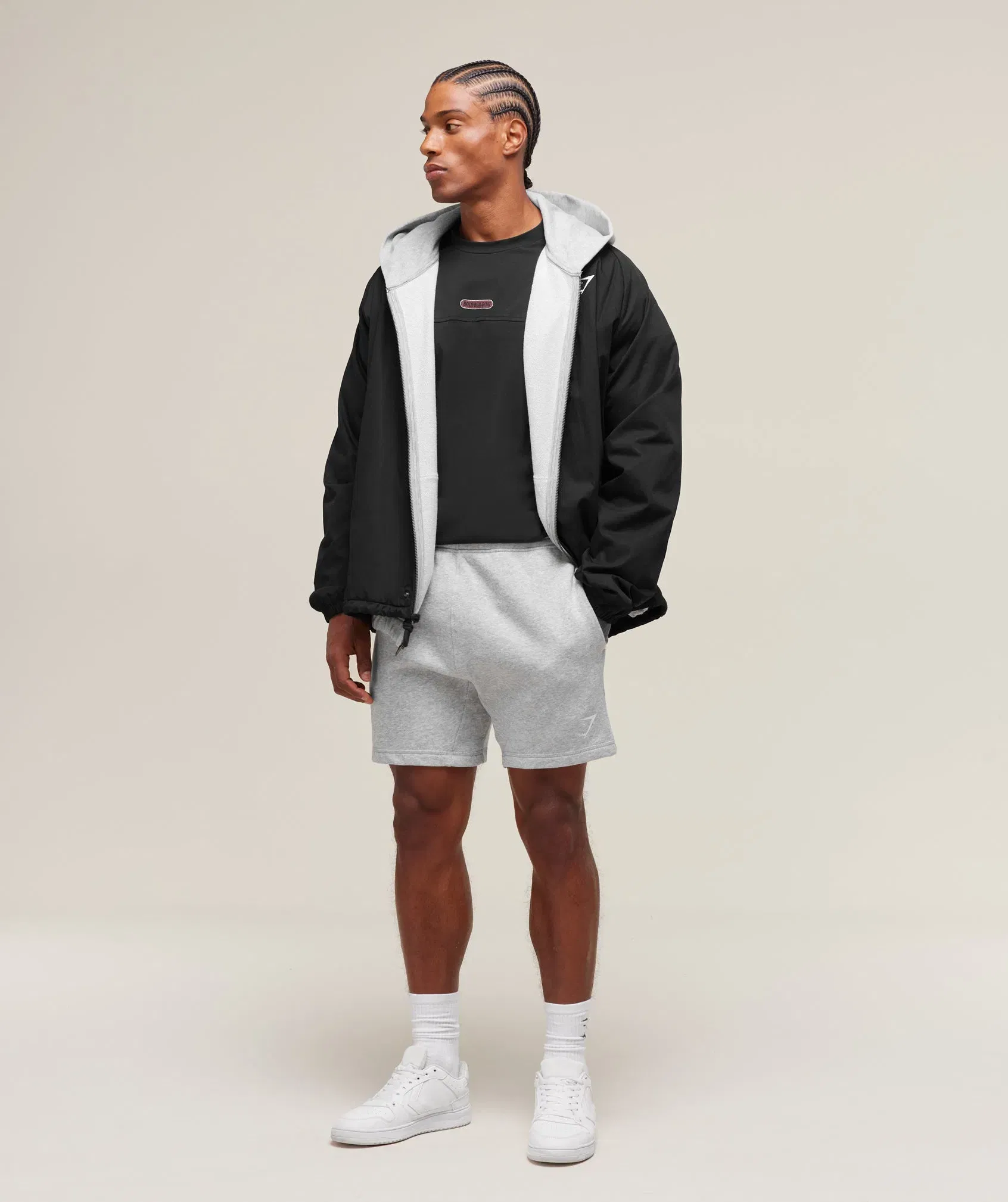 Gymshark Crest 7" Shorts - Light Grey Marl