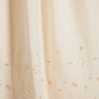 Petite Cream Poplin Broderie Hem Midi Dress