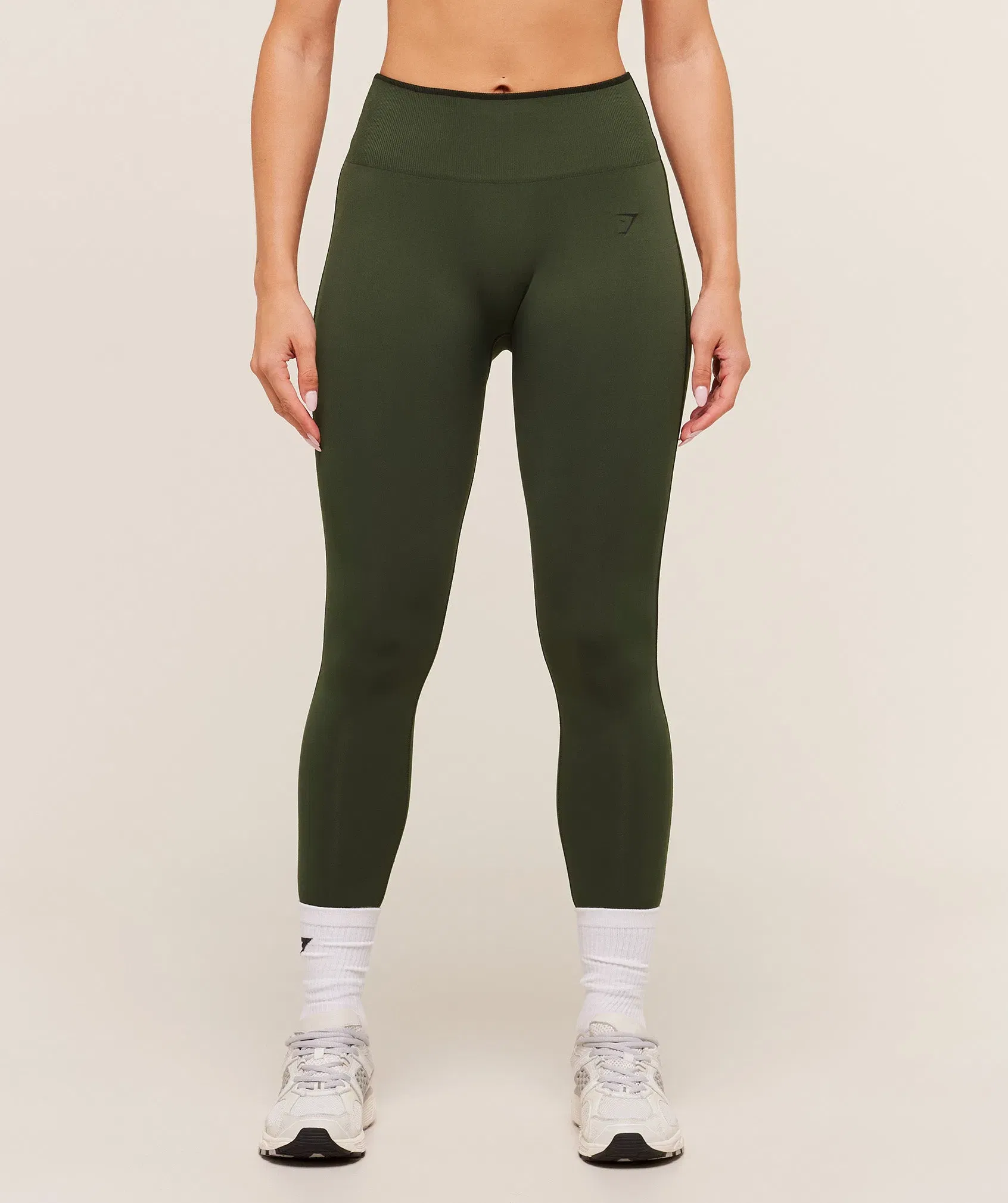 Gymshark Everyday Seamless Contrast Legging - Winter Olive/Black