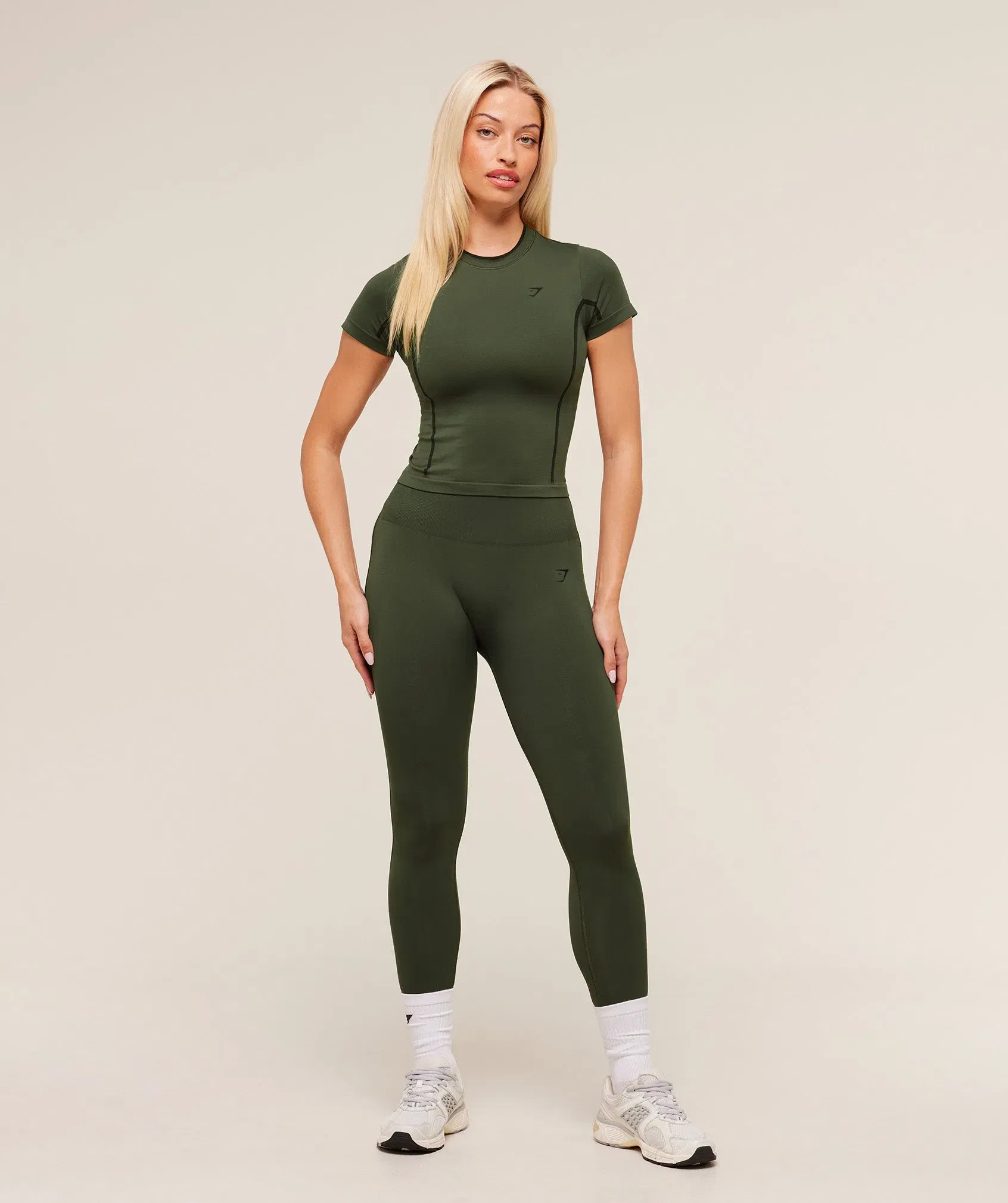 Gymshark Everyday Seamless Contrast Legging - Winter Olive/Black