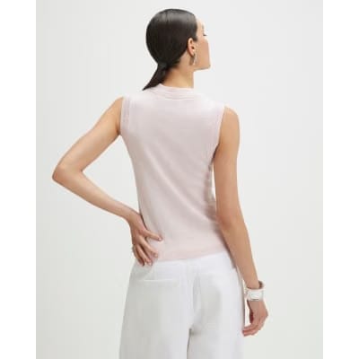 Pink Linen Blend Double Layer Knitted Vest