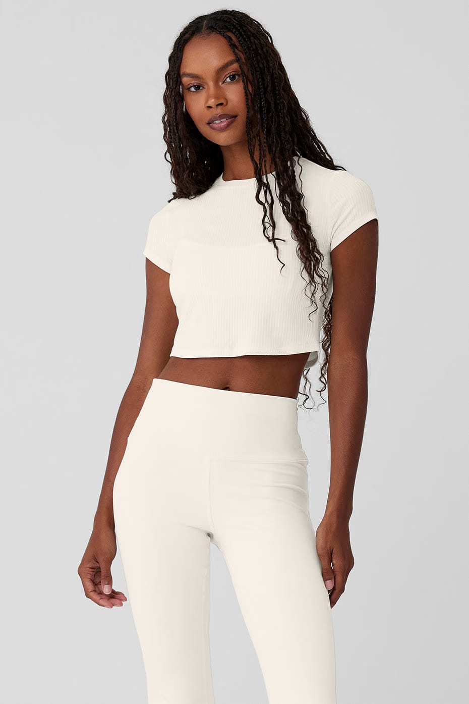 Ribbed Sea Coast Cropped Short Sleeve T-Shirt