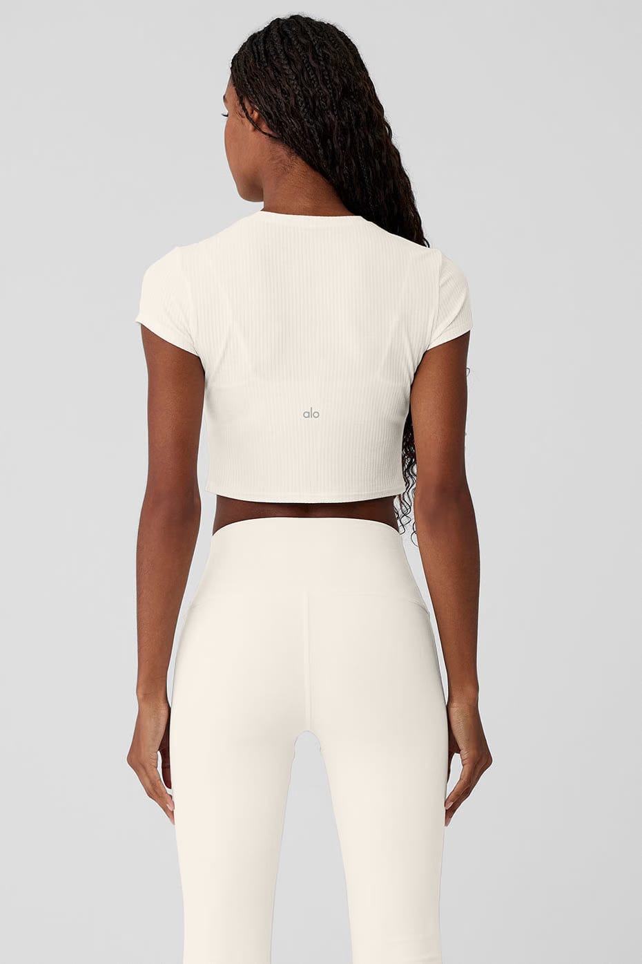 Ribbed Sea Coast Cropped Short Sleeve T-Shirt