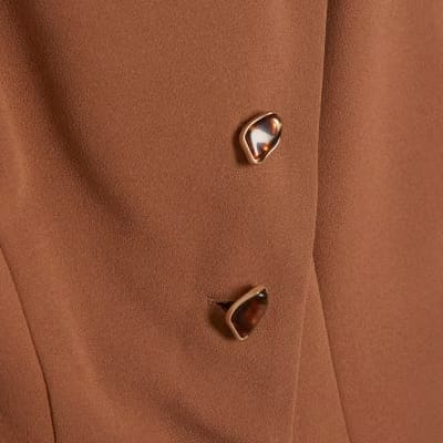 Brown Collarless Asymmetric Jumpsuit