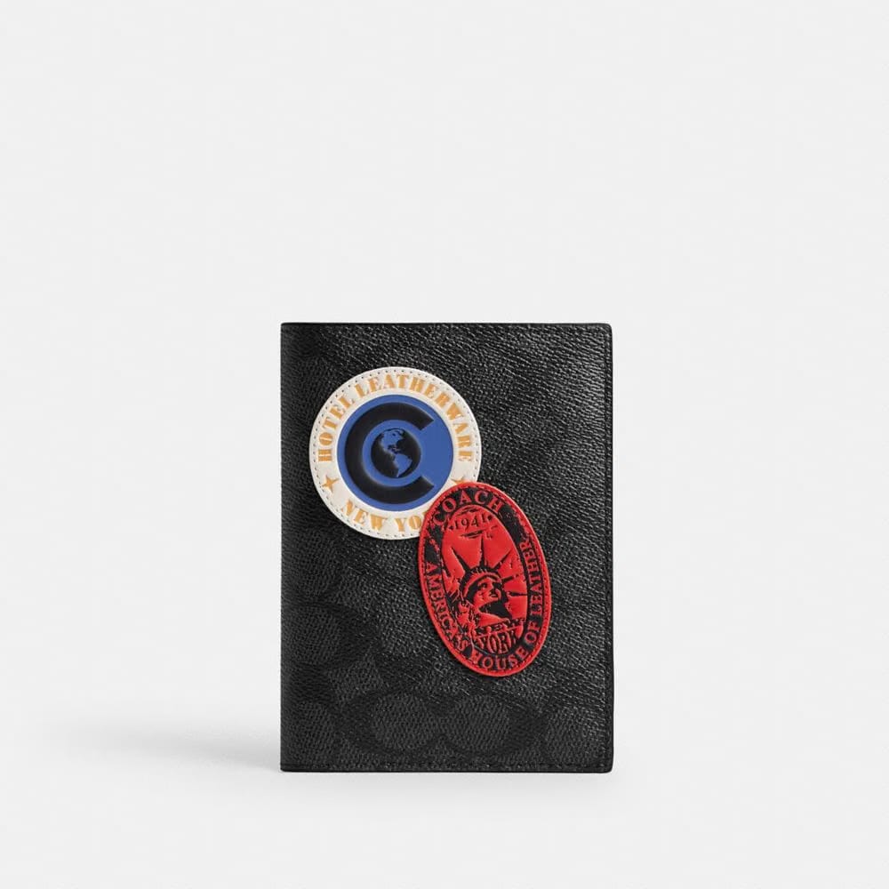 Passport Case In Signature Canvas With Patches