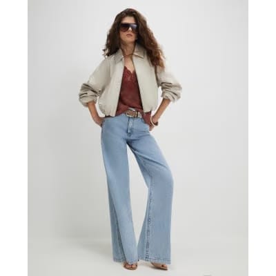 Cream Cotton Blend Harrington Jacket