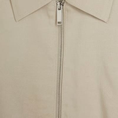 Cream Cotton Blend Harrington Jacket