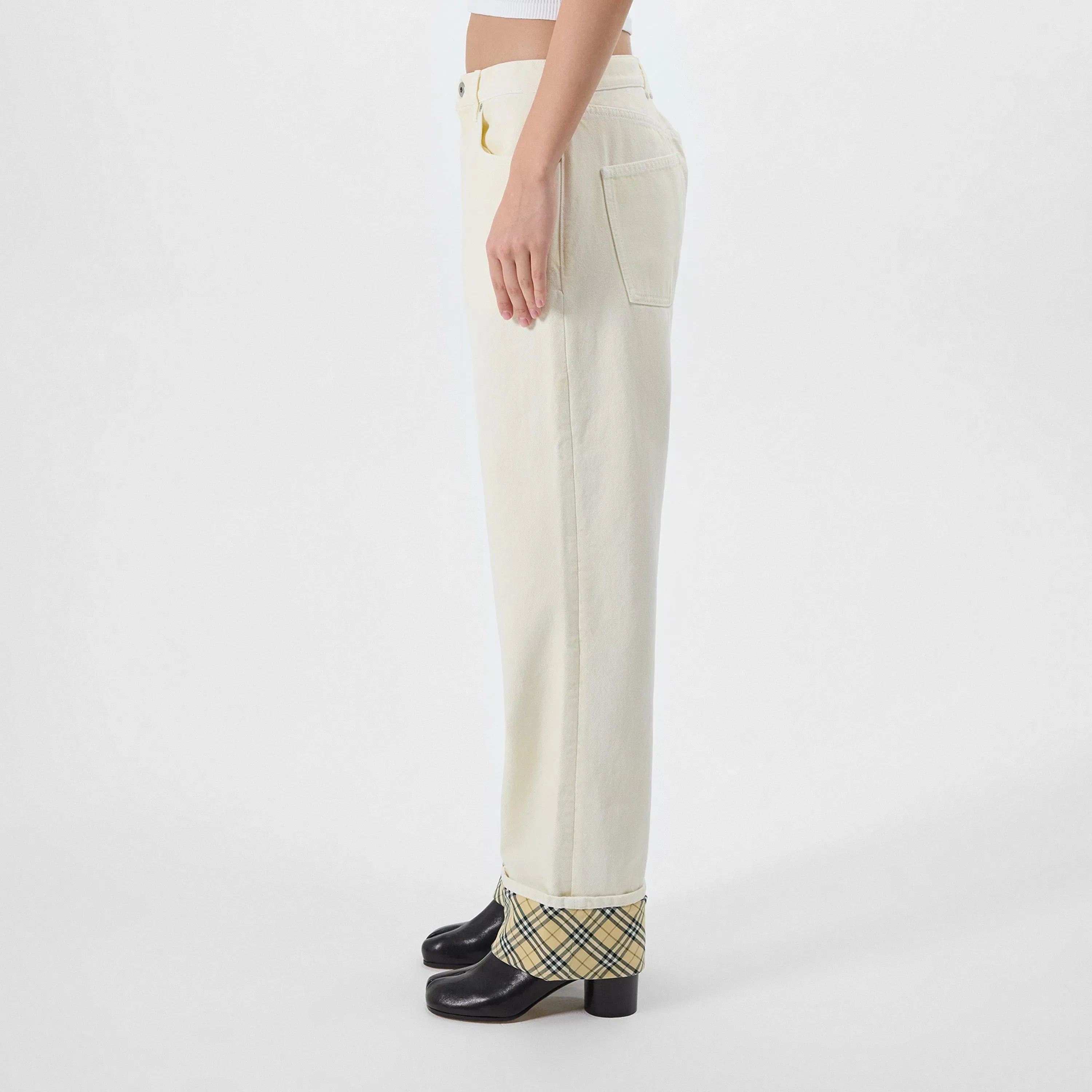 Check Straight Leg Jeans