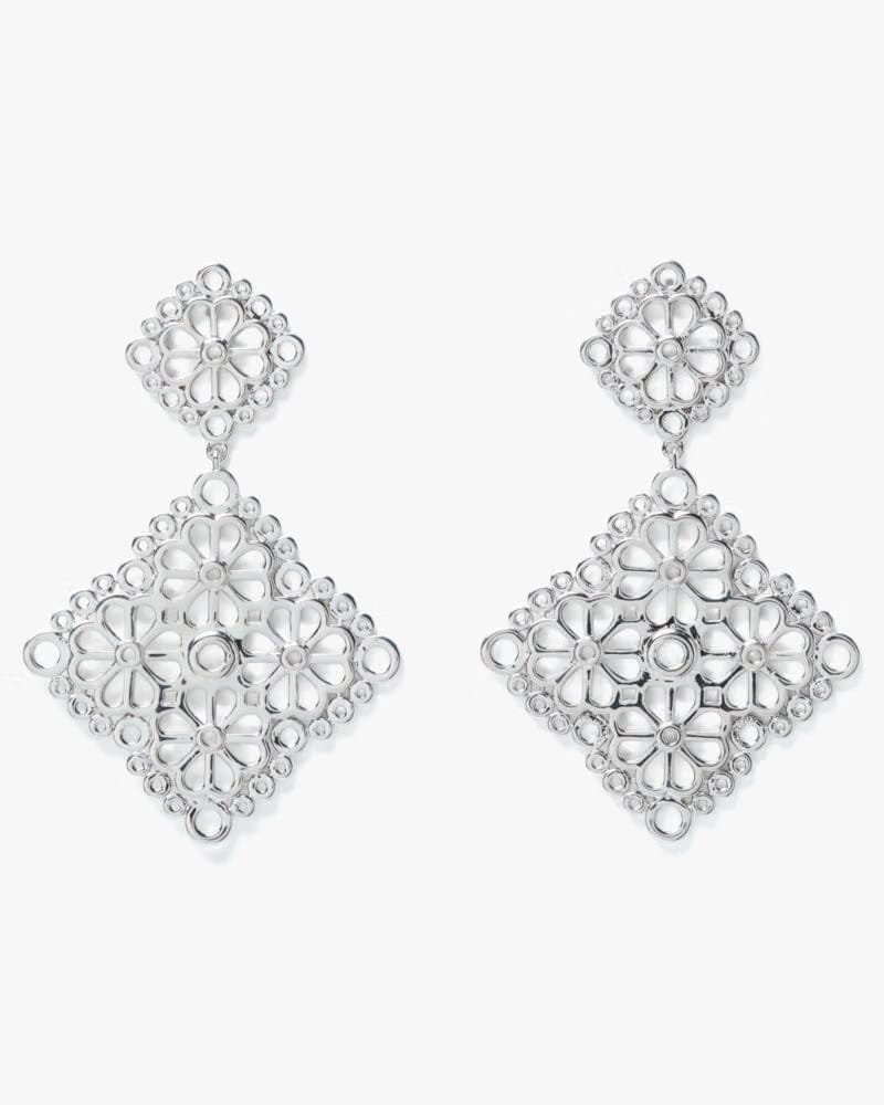 Spade Flower Lace Drop Earrings