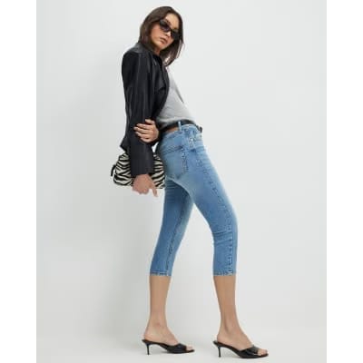 Blue Skinny Capri Jeans