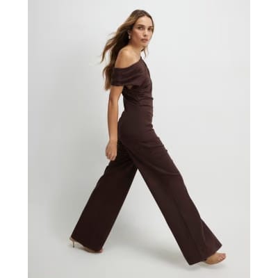 Brown Sleeveless Ponte Drape Top