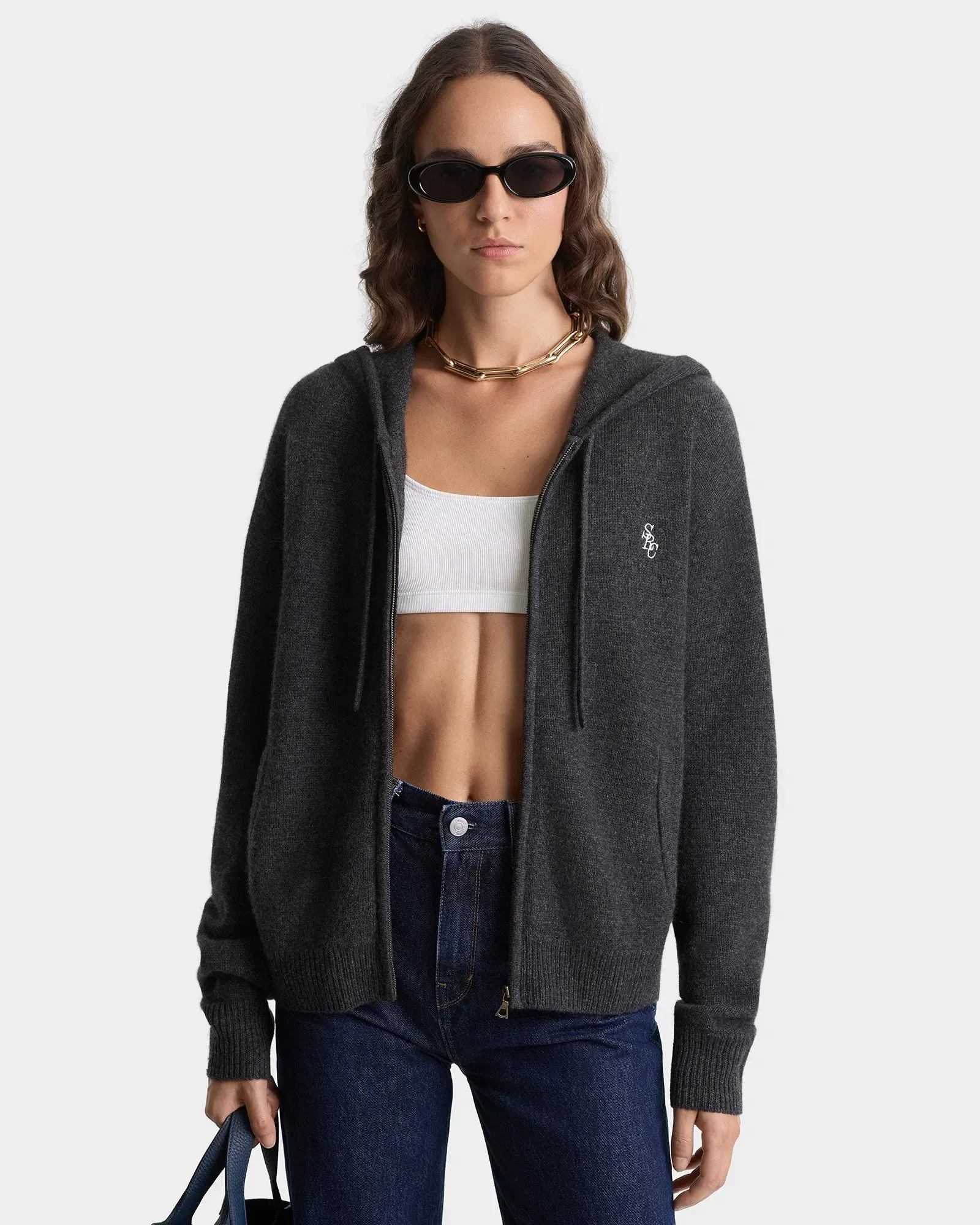 SRC Cashmere Zip Hoodie - Dark Grey