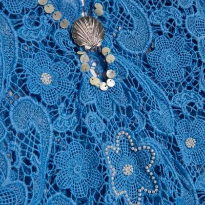 Blue Crochet Shell Maxi Dress