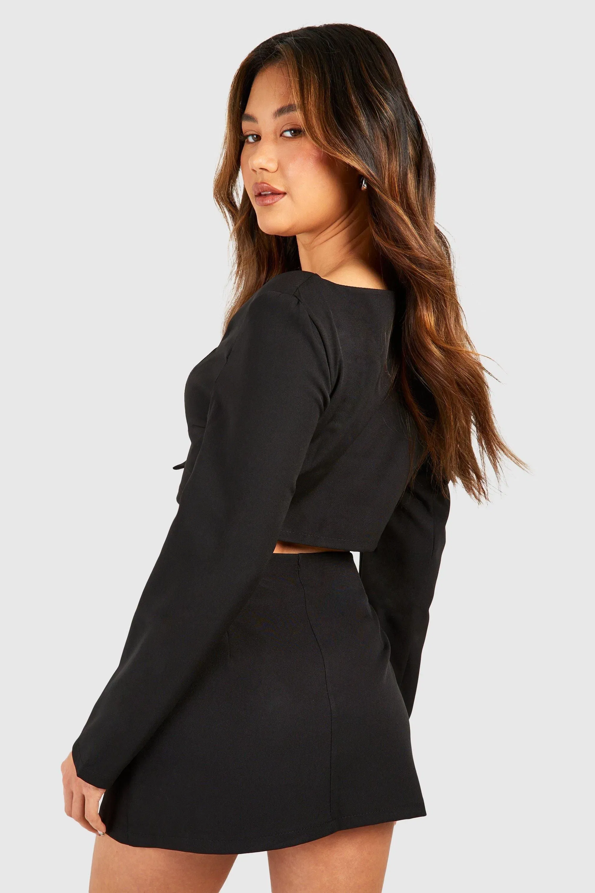 Wrap Front Button Detail Mini Skirt