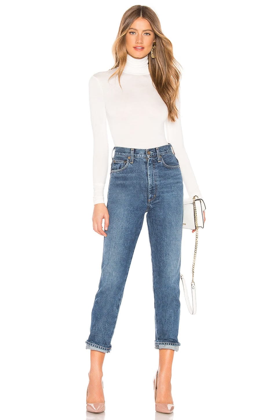 superdown Zelda Mock Neck Bodysuit in White
