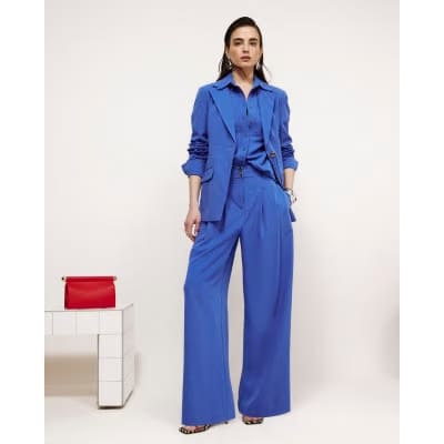 Blue Wide Leg Trousers