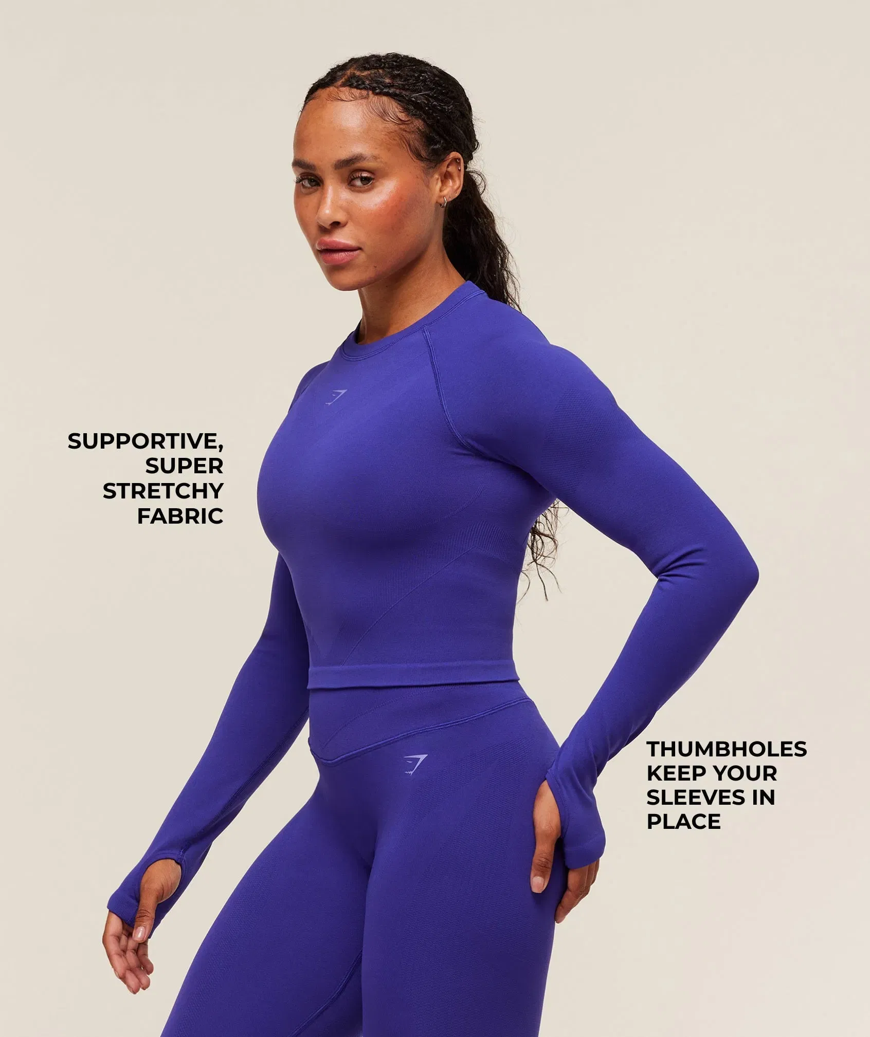 Gymshark Activate Long Sleeve Crop Top - Cobalt Purple