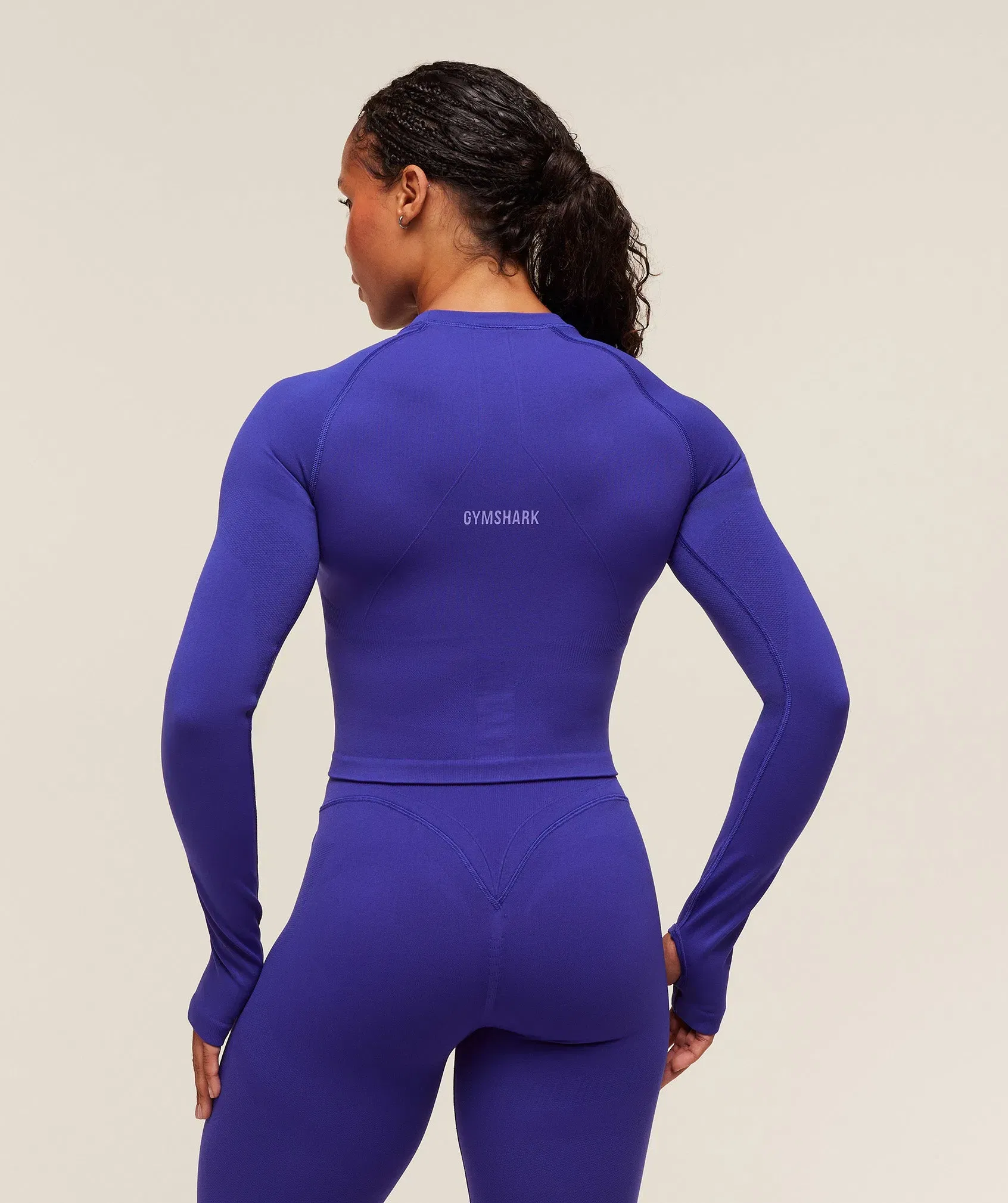 Gymshark Activate Long Sleeve Crop Top - Cobalt Purple