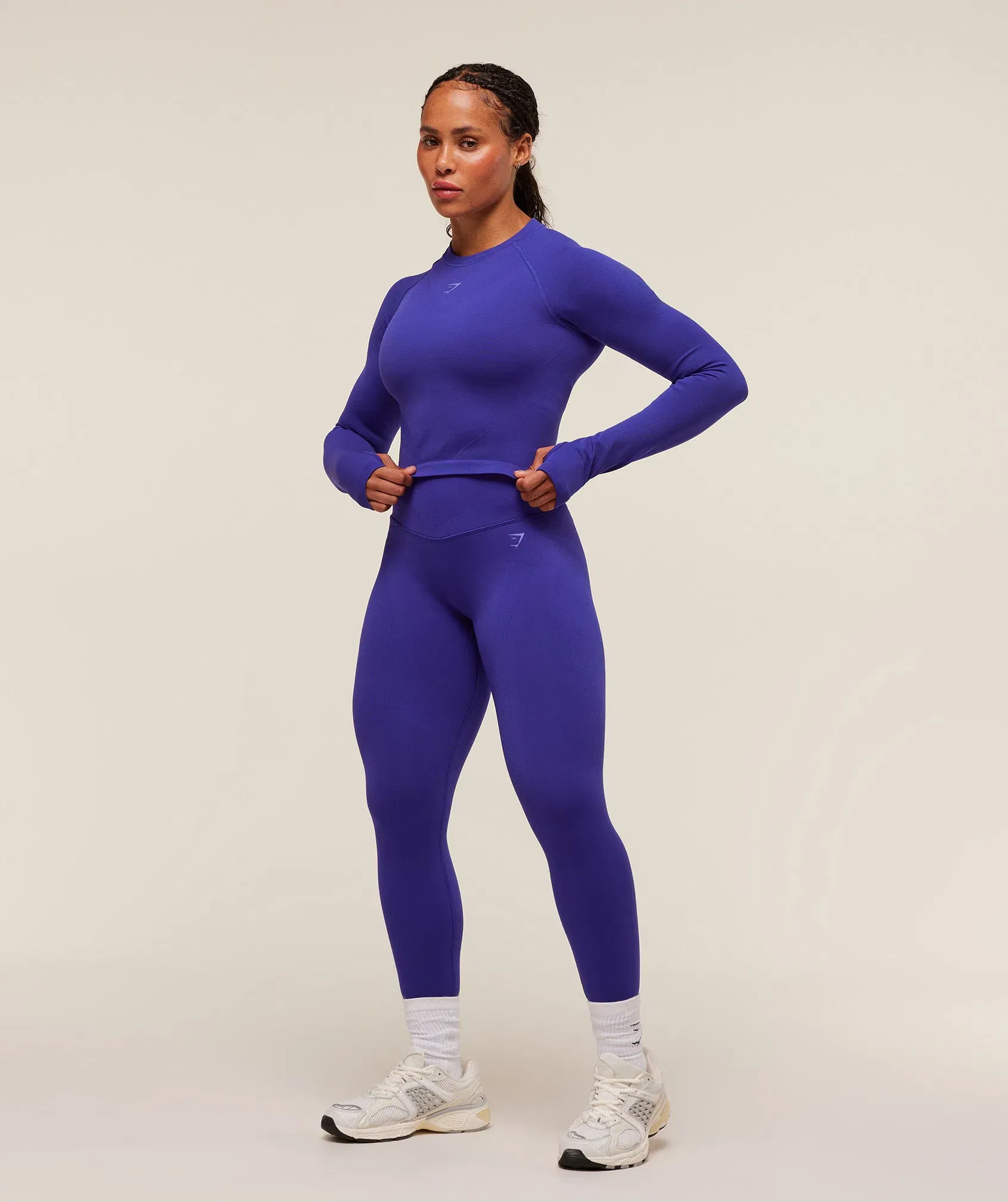 Gymshark Activate Long Sleeve Crop Top - Cobalt Purple