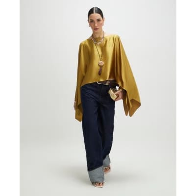 Green Satin Waterfall Cape