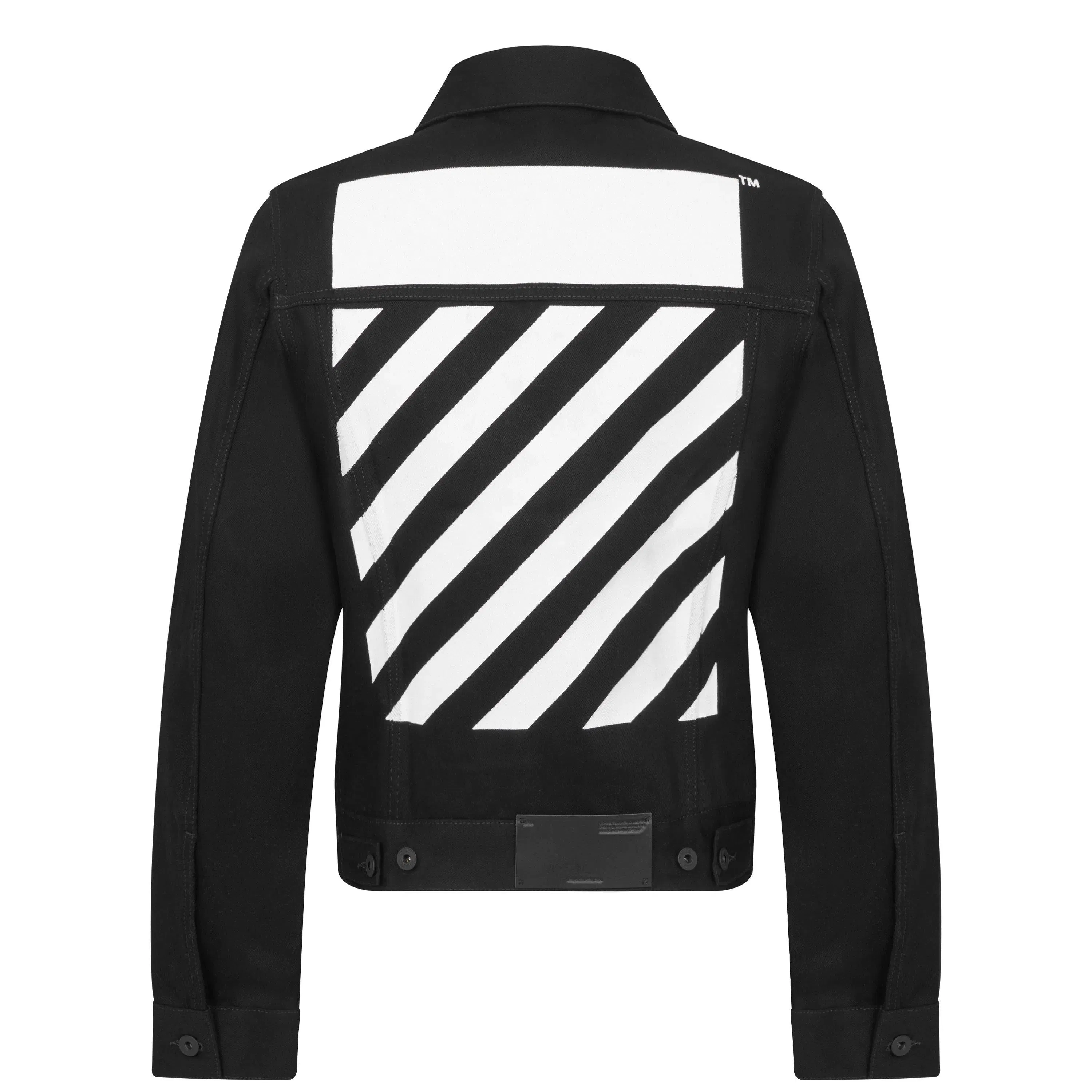 Tab Cotton Long Sleeve Diagonal Print Denim Jacket