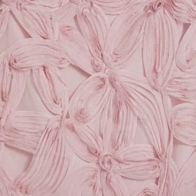 Pink Puff Sleeve 3D Floral Mini Dress