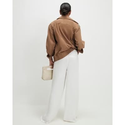 White Wide leg Drawstring Jeans