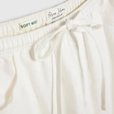 White Wide leg Drawstring Jeans