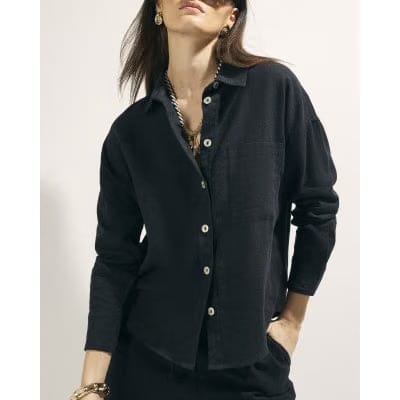 Black Linen Blend Shirt