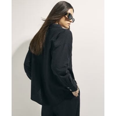 Black Linen Blend Shirt