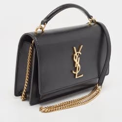 Saint Laurent Black Leather Sunset Top Handle Bag