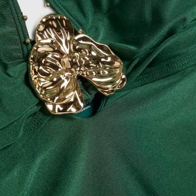 Green Hardware Plunge Swimsuit