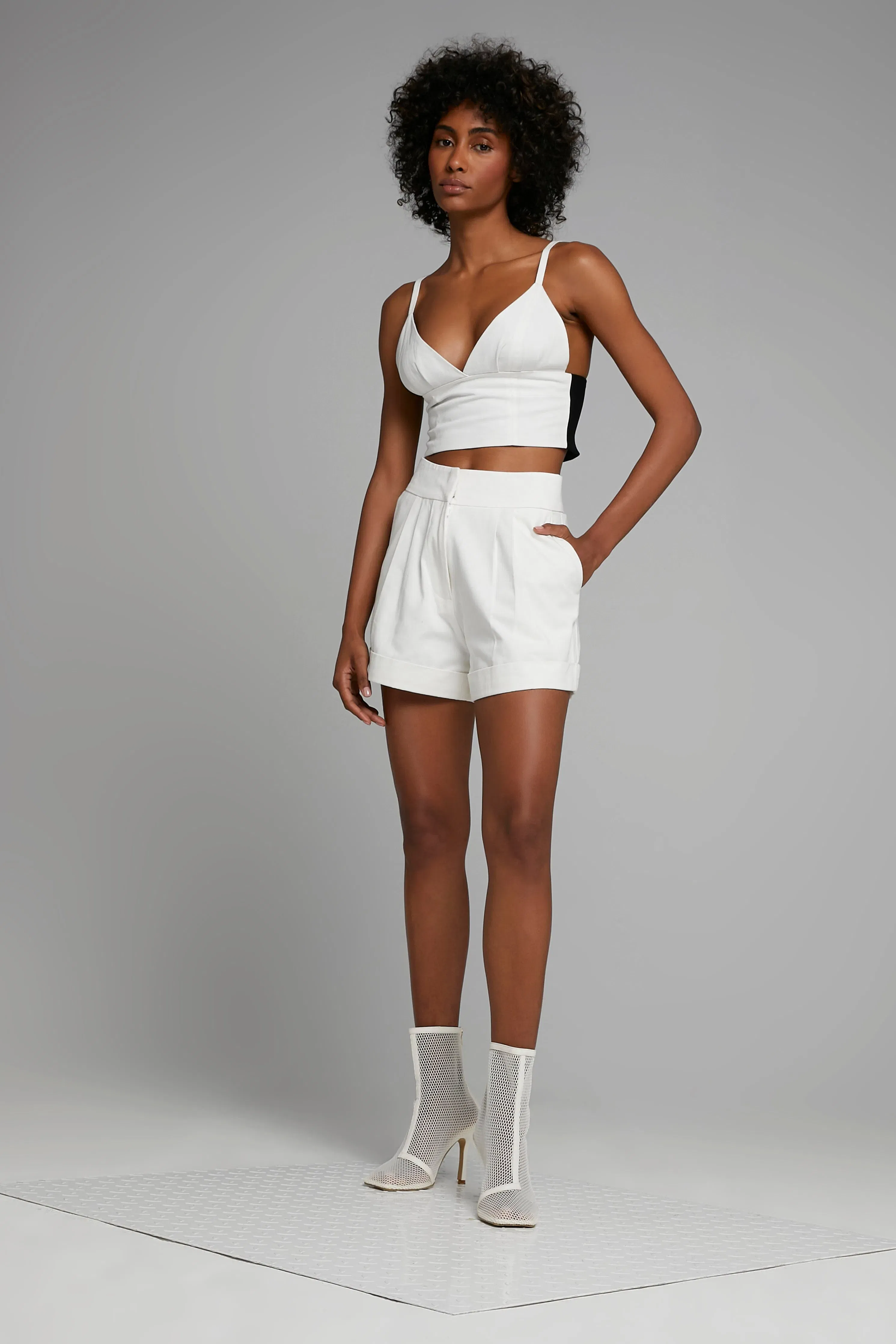 HIGH WAISTED TWILL SHORTS
