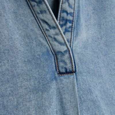 Blue Denim Short Sleeve Tunic Top