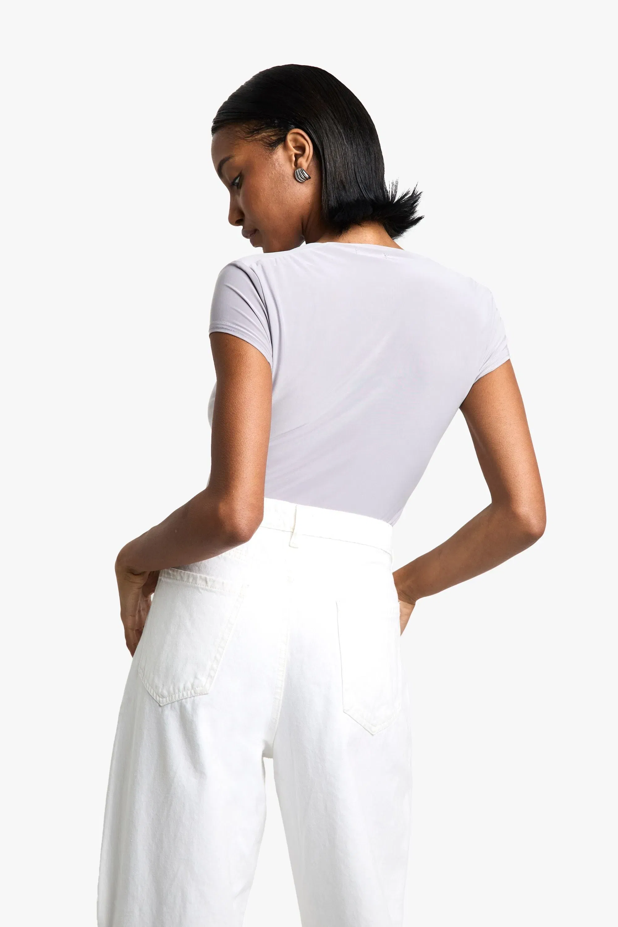 Double Layer Slinky Square Neck Cap Sleeve Bodysuit