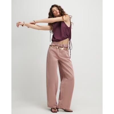 Pink High Waisted Balloon Leg Jeans