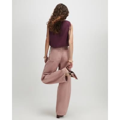 Pink High Waisted Balloon Leg Jeans