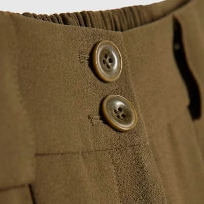 Green Wide Leg Pleated Trousers
