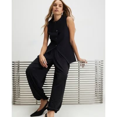 Black Tailored Longline Waistcoat