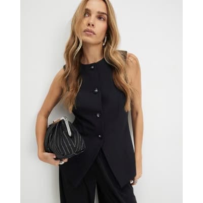 Black Tailored Longline Waistcoat
