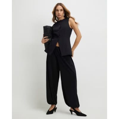 Black Tailored Longline Waistcoat