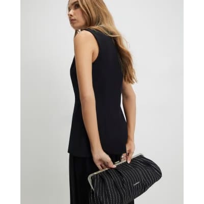 Black Tailored Longline Waistcoat