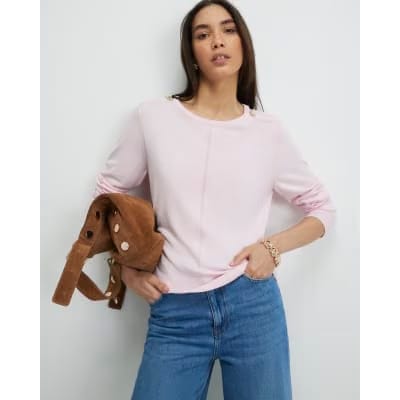 Pink Long Sleeve Knitted Top
