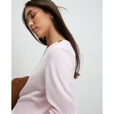 Pink Long Sleeve Knitted Top