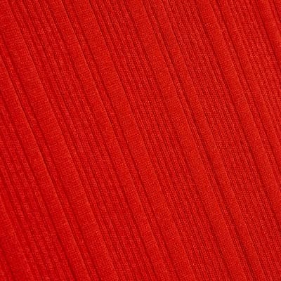 Red Knitted Racer Neck Ribbed Midi Dress